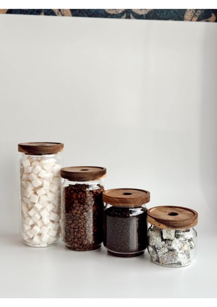 Şeffaf Cam Saklama Kabı, Ahşap Kapak, 700 Ml, Şık ve Dayanıklı Tasarım indirimleri