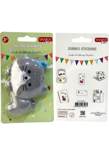 Jumbo Stickers Sukuşi Gri Kedi
