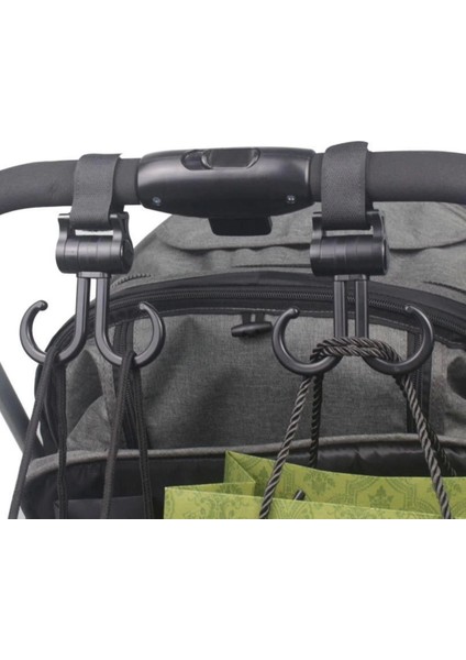 2 Kancalı Askı Bebek Arabasına Uyumlu Cırtlı Eşya Taşıma Aparatı 360 Derece Dönebilen Plastik Kanca fiyatları