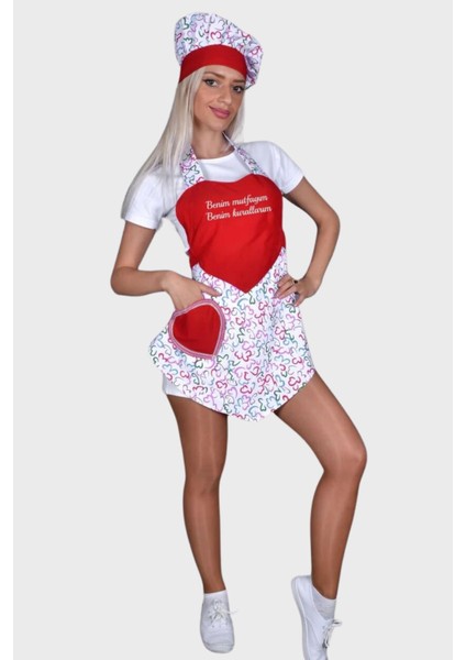 Bordo Mutfak Önlüğü ve Kep Takım, Şef, Barista, Garson Için Şık ve Kullanışlı Set