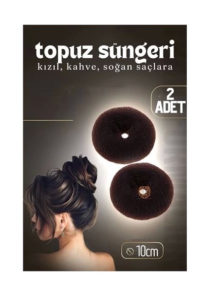 Kahve Saç Topuz Süngeri 2 Adet 10 cm Çap 4 cm Kalınlık
