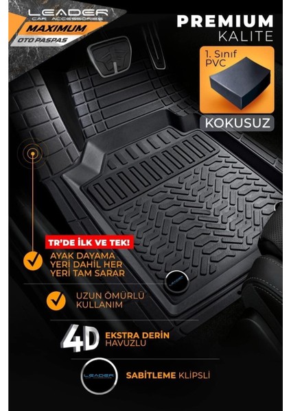 Renault Laguna 2 Uyumlu Oto Paspas Seti Proton Siyah 4d Havuzlu fiyatları