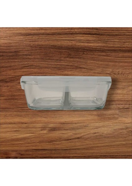 Cam Bölmeli Saklama Kabı 3'lü Set 720CC Beyaz Kapaklı