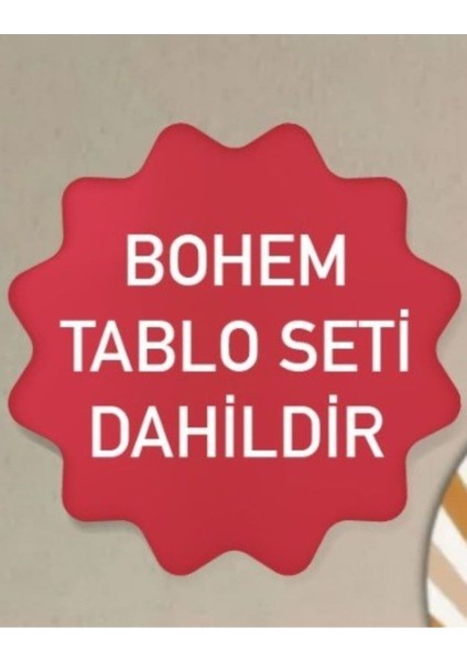 Şık Kahverengi Dekoratif Duvar Rafı ve 3'lü Uv Baskılı Bohem Tablo Seti modelleri