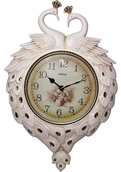 Duvar Saati Tavuskuşu Temalı Büyük Polyester Saat No.2 50 x 70 cm
