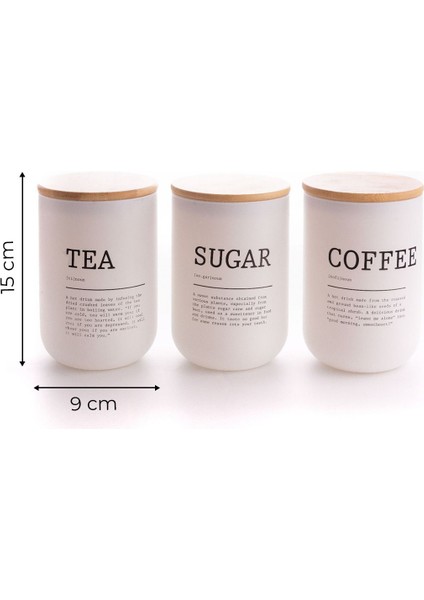 3'lü Vakumlu Bambu Kapaklı Beyaz Kavanoz Seti 900 Ml, Çay, Şeker, Kahve Için fiyatları