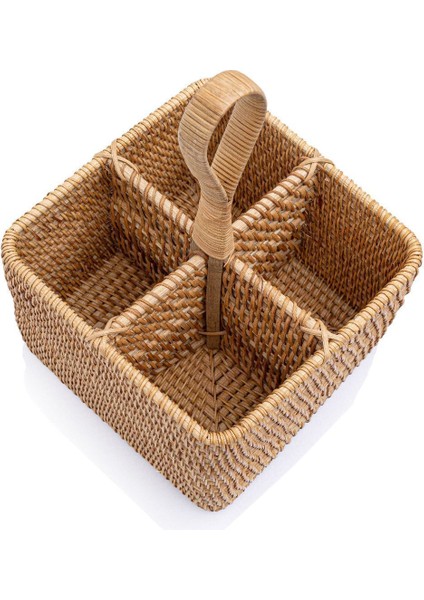 El Yapımı Kare Rattan Kaşıklık, Şık ve Doğal Mutfak Gereçleri modelleri