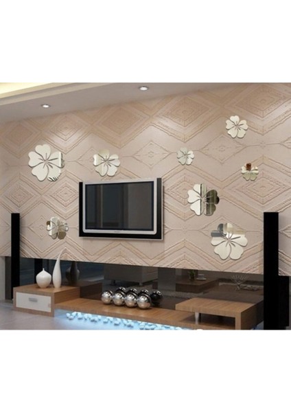 Çiçek Desenli Pleksi Ayna Seti, 5 Parça, Modern Dekorasyon Öğesi modelleri