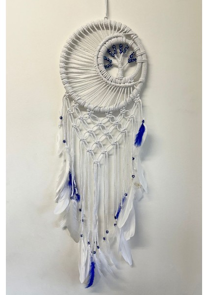 El Yapımı Makrome Düş Kapanı, Beyaz, Şık ve Modern Dekoratif Öğe