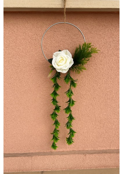 El Yapımı Demir Kasnak Bohem Duvar Süsü, Yapay Çiçekli, Jüt Ipli, Balkon ve Dekor fırsatları