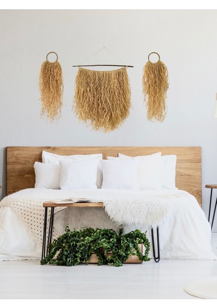 El Yapımı Doğal Rafya Duvar Süsü, Dekor ve Yatak Başlığı, Bej Renkli, Şık ve Modern Seçenek fiyatları