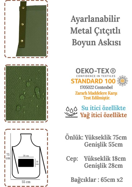 Çiçekli ve Demlik Desenli Mutfak Önlüğü Seti 2'li, Su Itici, Leke Tutmaz, Kumaş Haki indirimleri