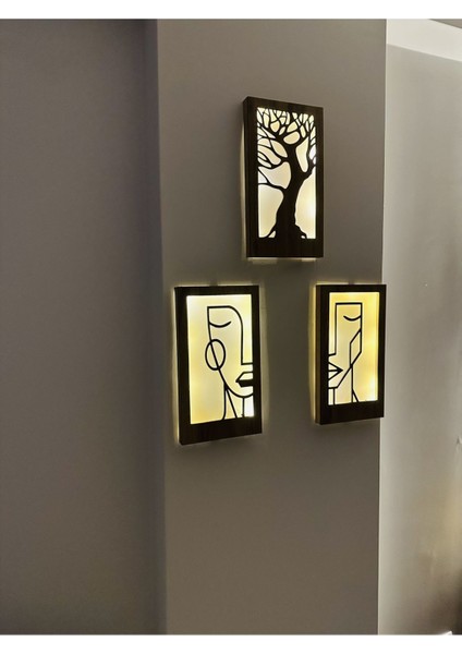 Ahşap Bohem Yüzlü Ledli 3'lü Tablo, Içerik Dahil, Şık ve Sıcak Atmosfer Sağlar fiyatları
