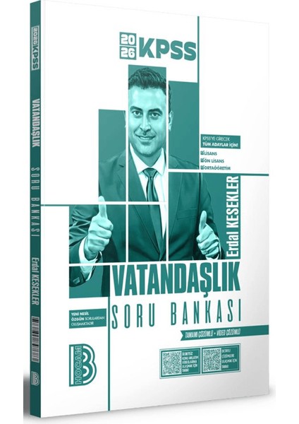 2026 KPSS Vatandaşlık Soru Bankası 208 Sayfa Video Çözümlü Mesleki Hazırlık Benim Hocam Yayınları