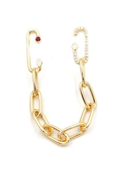 Tek Kulak Zincir Küpe - Altın