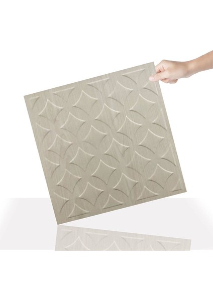 3D Kabartmalı Retro Duvar Paneli Beyaz Bej 41X41 Cm, 6'lı Paket, 1 M²