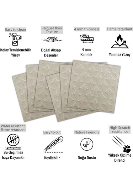 3D Kabartmalı Retro Duvar Paneli Beyaz Bej 41X41 Cm, 6'lı Paket, 1 M² fiyatları