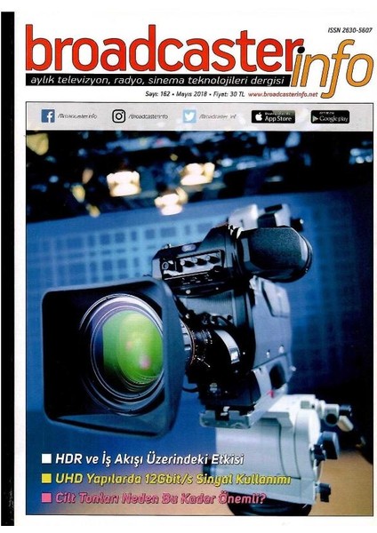 Broadcasterinfo:aylık Televizyon,radyo,sinema Teknolojileri Dergisi-Hdr ve Iş Akışı Üzerindeki ETKISI(SAYI:162-MAYIS 2018 Retro Koleksiyon Eski Baskı)