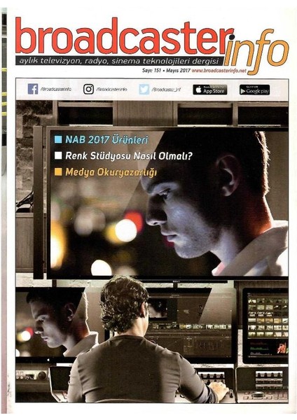 Broadcasterinfo:aylık Televizyon,radyo,sinema Teknolojileri Dergisi -Renk Stüdyosu Nasıl Olmalı ? (SAYI:151-MAYIS-2017 Retro Koleksiyon Eski Baskı)