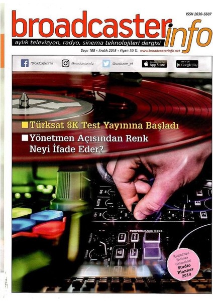 Broadcasterinfo:aylık Televizyon,radyo,sinema Teknolojileri Dergisi-Türksat 8k Test Yayınına BAŞLADI(SAYI:168-ARALIK 2018 Retro Koleksiyon Eski Baskı)