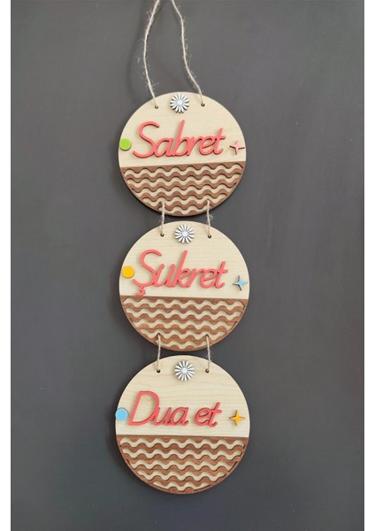 Sabret Şükret Dua Et 2d Mdf Lazer Kesim Akçaağaç Ceviz Kapı ve Duvar Süsü