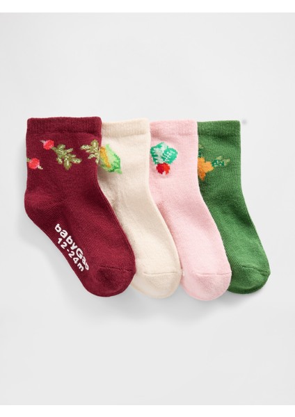 Bebek Çok Renkli Quarter Crew Çorapları (4’lü)
