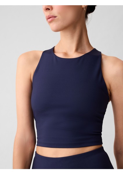 Kadın Lacivert Halter Yaka Crop Spor Üst fırsatları