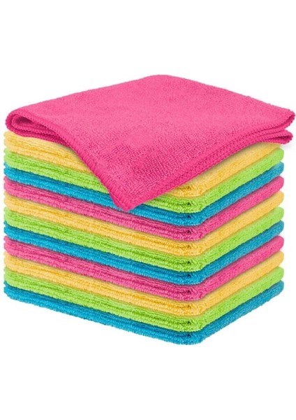 12'li Mikrofiber Temizlik Bezi, 30X30 Cm, Mavi, Yumuşak ve Hızlı Temizlik Seti