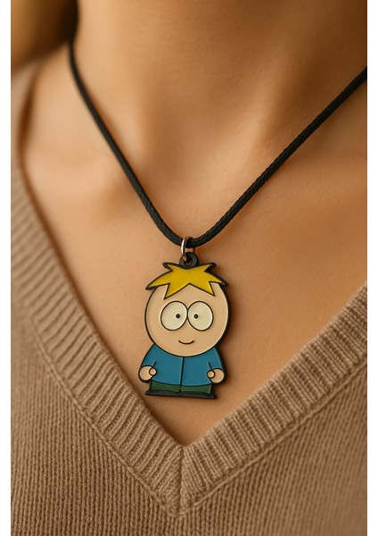 Karikatür Figürlü Siyah Ipli Kolye - Unisex fiyatları