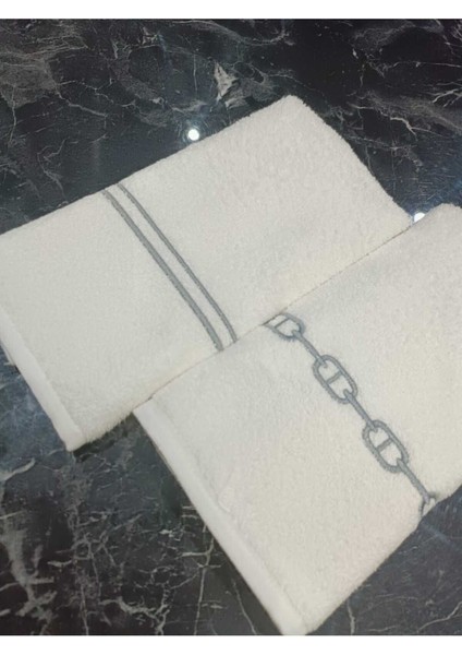 Gri Renkli, Nakışlı ve Dekoratif Pamuklu Mutfak Havlusu, 2 Adet Set fırsatları