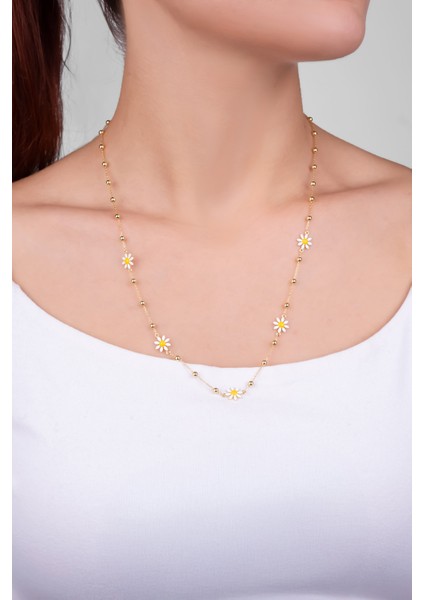 Koyoto Papatyası 18 Ayar Sarı Altın Kaplama 55 cm Gümüş Kolye fiyatları