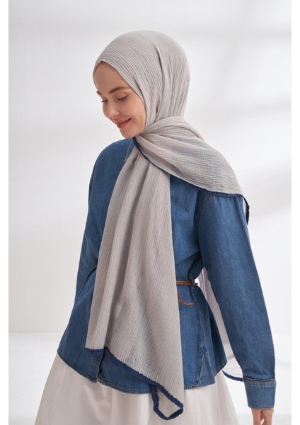 Müslin Biyeli Şal - Gümüş
