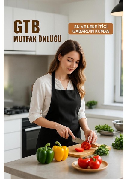 Leke Tutmaz Gabardin Mutfak Önlüğü, Unisex, Siyah, Şef ve Barista Için Mükemmel fırsatları