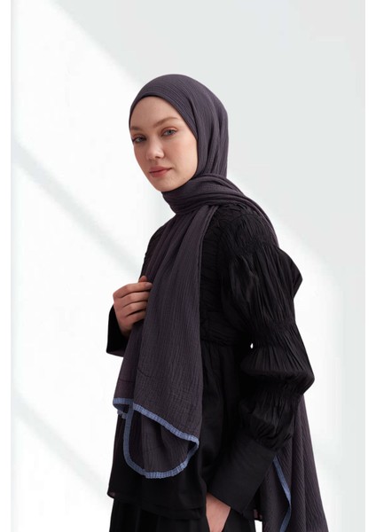 Müslin Biyeli Şal - Gri Mavi