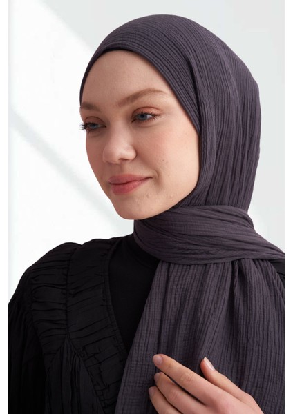 Müslin Biyeli Şal - Gri Mavi modelleri