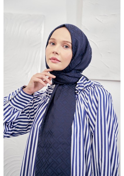 Italyan Jakar Geometrik Desen Şal - Lacivert fiyatları