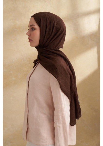 Müslin Yaprak Desen Şal - Acı Kahve fiyatları