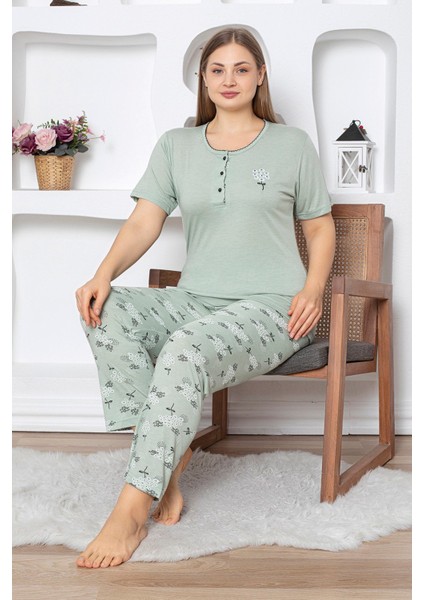 Papatya Desenli Desenli Büyük Beden Pijama Takımı modelleri