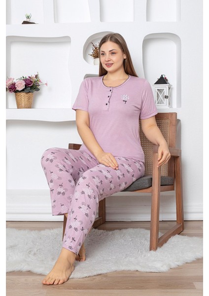 Papatya Desenli Büyük Beden Pijama Takımı