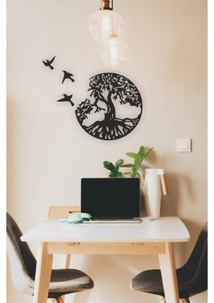 Siyah Ahşap Kuş Temalı Duvar Tablosu, Doğal ve Şık Dekorasyon Parçası fırsatları