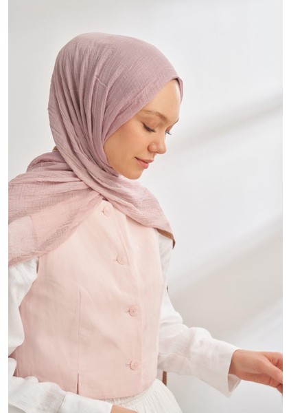 Müslin Degrade Biyeli Şal - Pudra modelleri