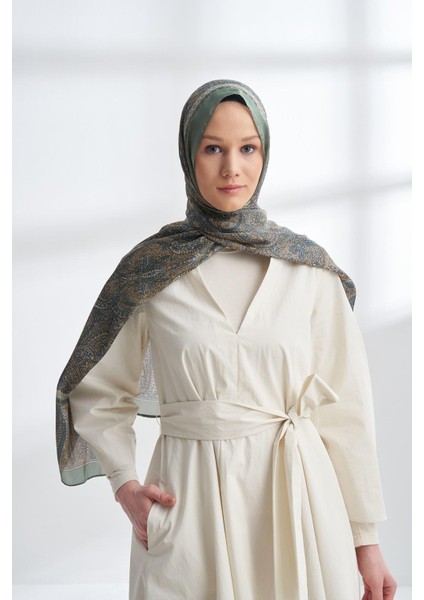 Ethnıc Vual Vıntage Desen Şal - Keten Yeşili