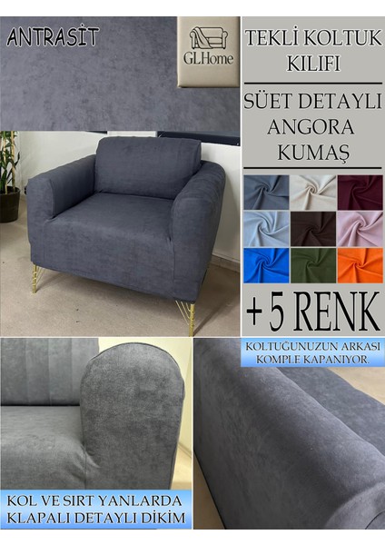 Süet Detaylı Angora Kumaş Tekli Komple Giydirme Tekli & Berjer , Bohem, Porto, Vb Model Koltuk Kılıfı