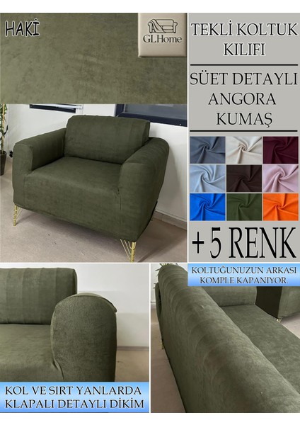Süet Detaylı Angora Kumaş Tekli Komple Giydirme Tekli & Berjer , Bohem, Porto, Vb Model Koltuk Kılıfı