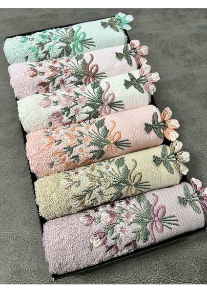 Renkli 6'lı Çiçek Işlemeli Mutfak Havlu Seti 30X50, Şık ve Çeyizlik Tarz modelleri