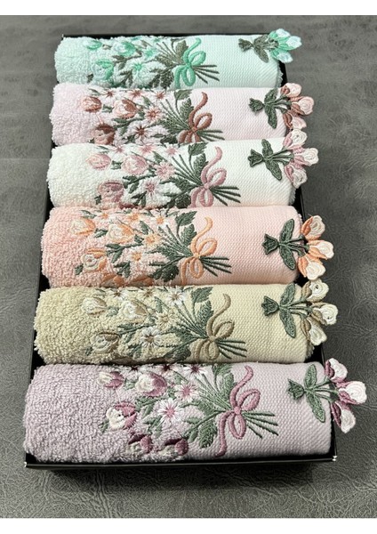 Renkli 6'lı Çiçek Işlemeli Mutfak Havlu Seti 30X50, Şık ve Çeyizlik Tarz fırsatları