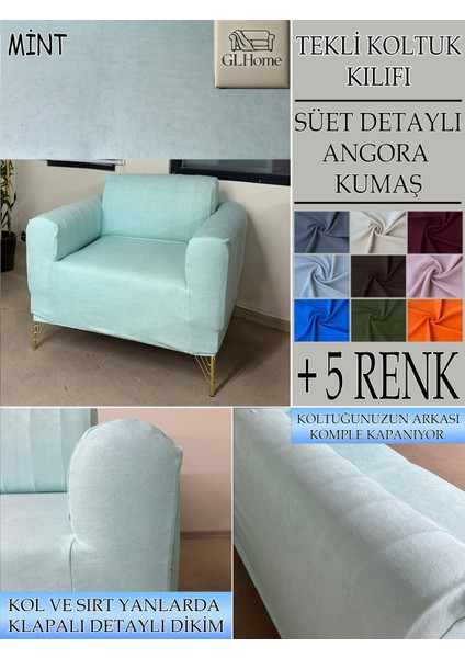 Süet Detaylı Angora Kumaş Tekli Komple Giydirme Tekli & Berjer , Bohem, Porto, Vb Model Koltuk Kılıfı