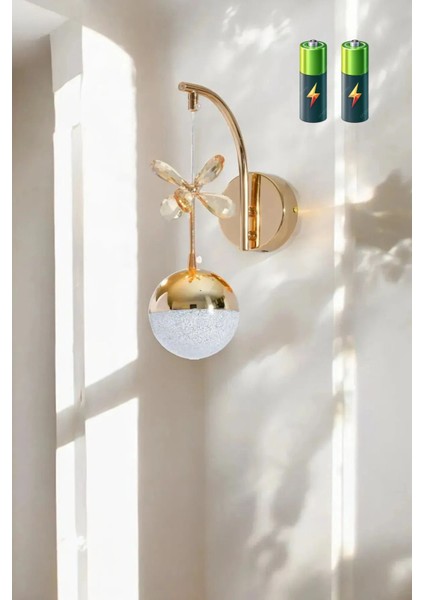 Şık Sarkıt Gold Kaplama Oturma Yatak Mutfak Çocuk Odası Duvar LED Pilli Aplik