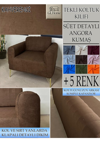 Süet Detaylı Angora Kumaş Tekli Komple Giydirme Tekli & Berjer , Bohem, Porto, Vb Model Koltuk Kılıfı