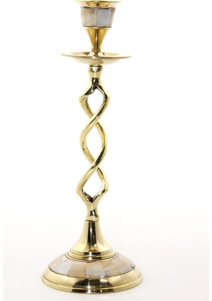 Tekli Pirinç Sedefli Şamdan